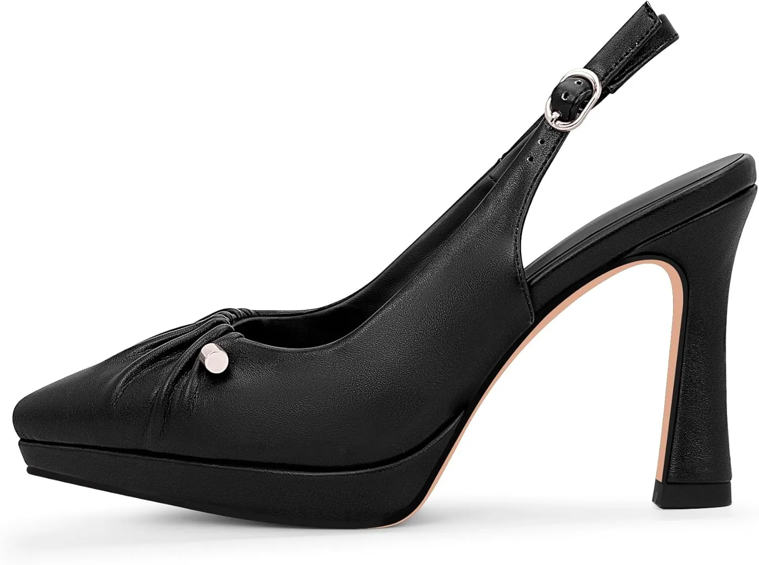 100FIXEO Women's Platform Slingback High Heel Pointed Toe Buckle Comfortable Dress Shoes