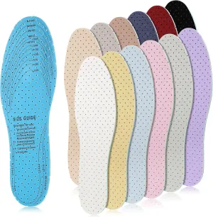 12 Pairs Shoe Insoles Women Thin Breathable Shoe Pads Inserts Ultra Soft Cushioning Walking Comfort Latex Insoles with Holes (Retro Colors)