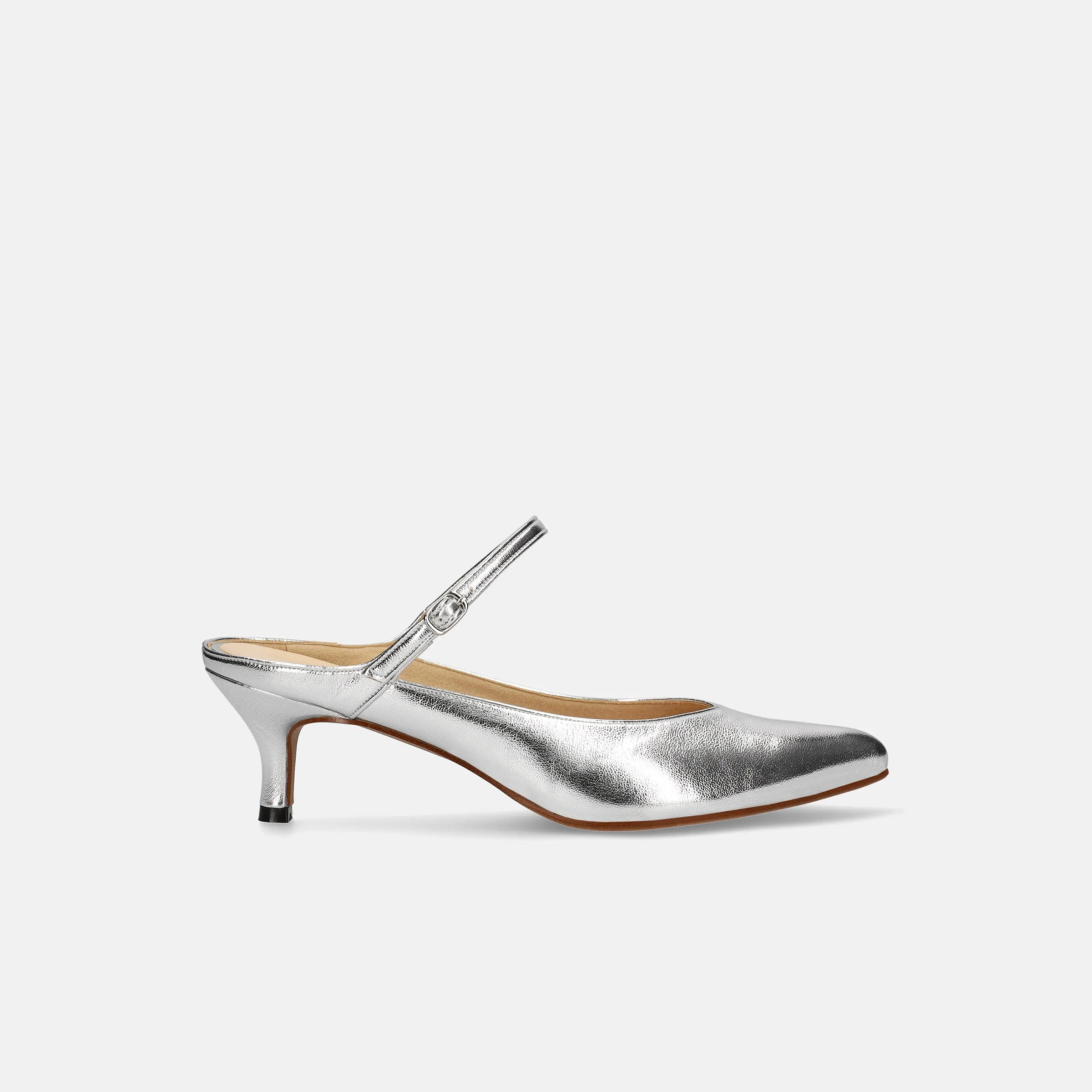 15% OFF: 2024SS: Mule-style pumps with instep straps (m55216) Silver