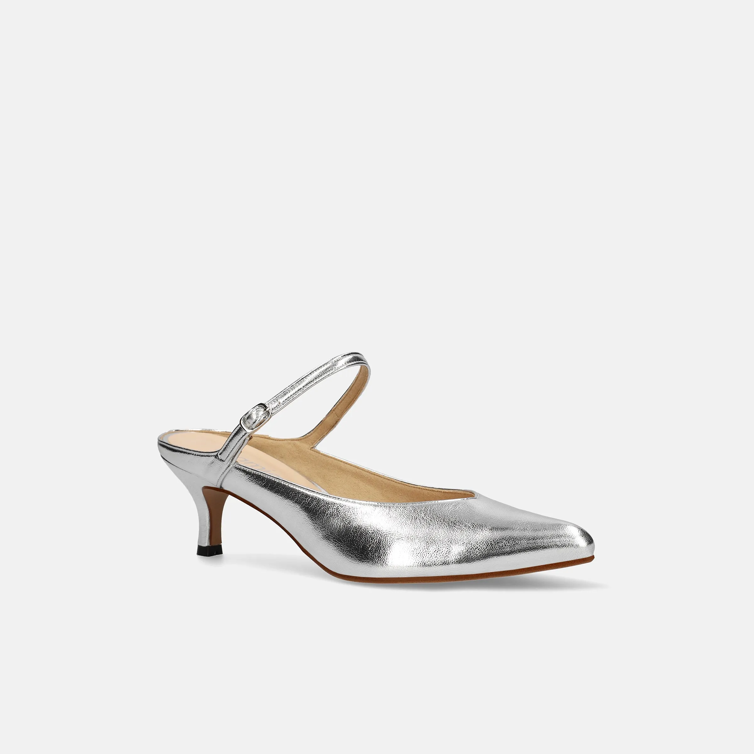 15% OFF: 2024SS: Mule-style pumps with instep straps (m55216) Silver