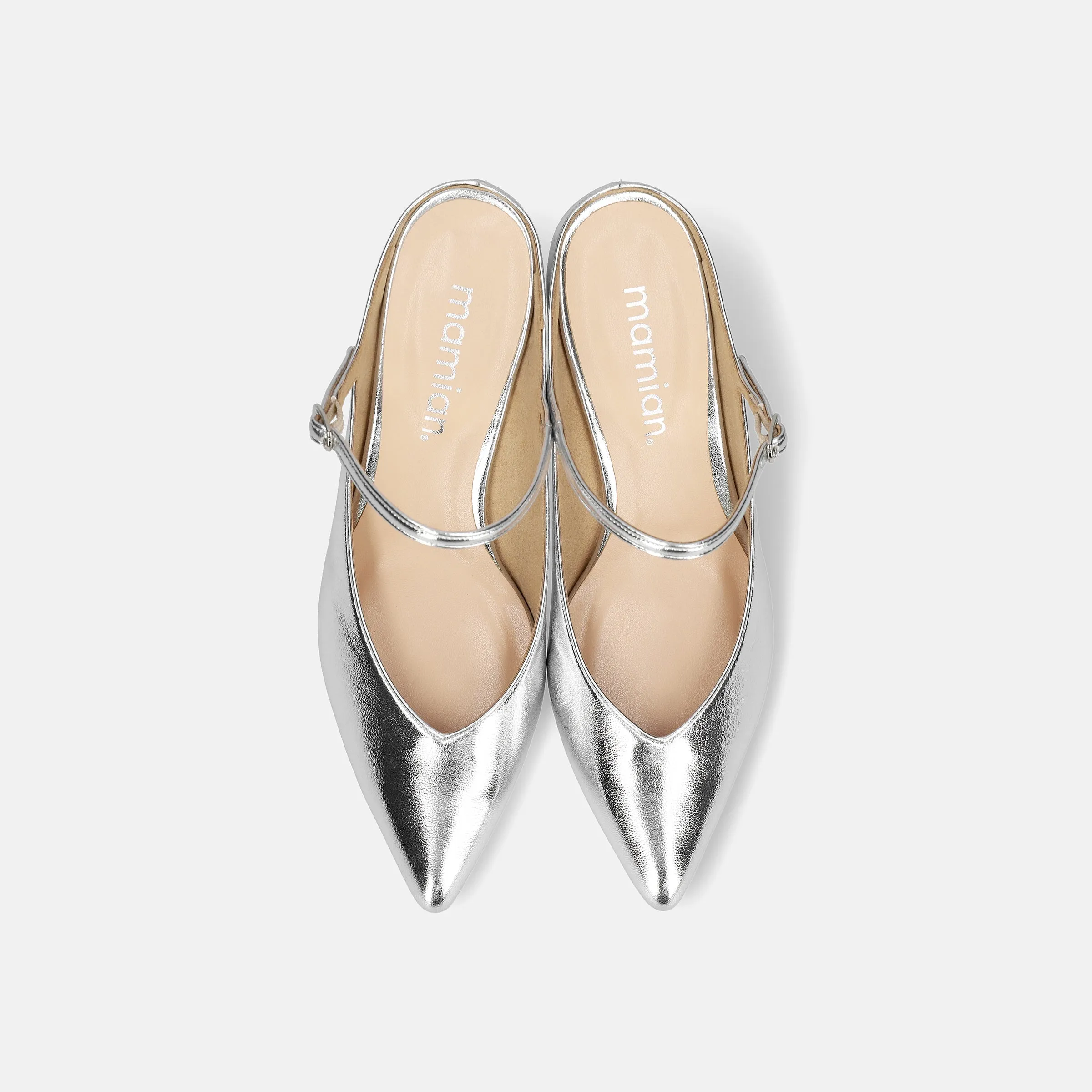 15% OFF: 2024SS: Mule-style pumps with instep straps (m55216) Silver