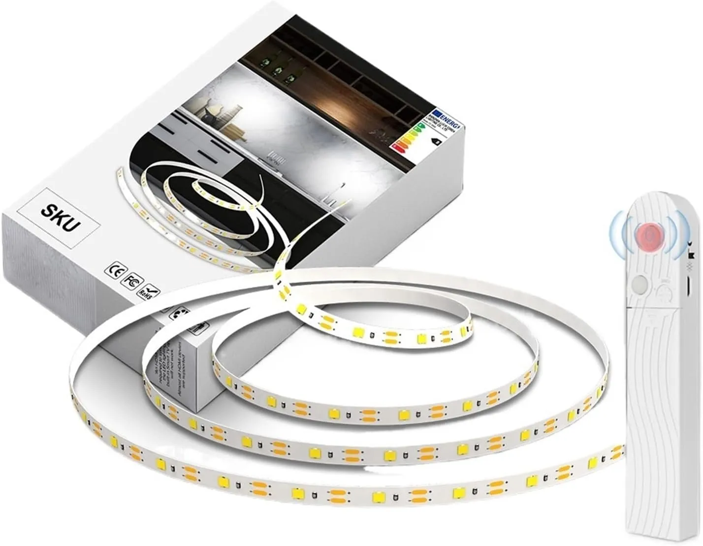 2 Meters Sensor Light with LED Smart Cabinet Light, Under Bed Night Light, Kitchen Shelf, Cabinet Bottom, Shoe Wardrobe Strip Light (Size : Waterproof, Color : Warm Yellow)