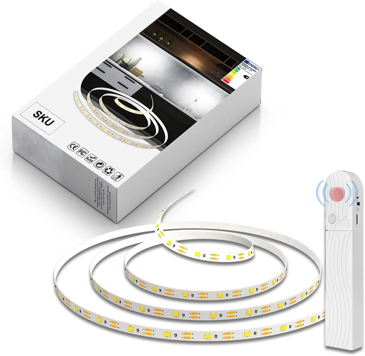2 Meters Sensor Light with LED Smart Cabinet Light, Under Bed Night Light, Kitchen Shelf, Cabinet Bottom, Shoe Wardrobe Strip Light (Size : Waterproof, Color : Warm Yellow)