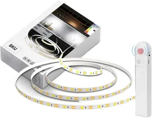 2 Meters Sensor Light with LED Smart Cabinet Light, Under Bed Night Light, Kitchen Shelf, Cabinet Bottom, Shoe Wardrobe Strip Light (Size : Waterproof, Color : Warm Yellow)