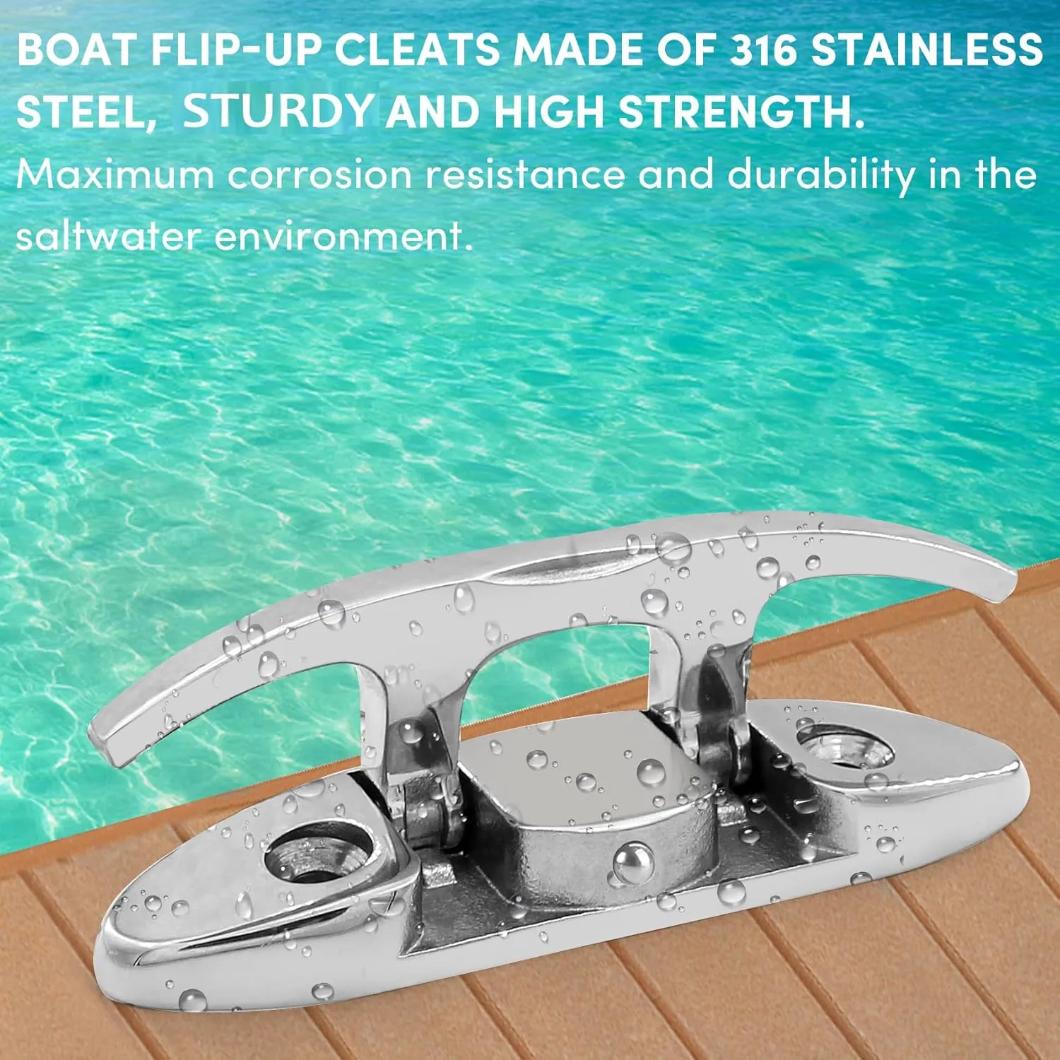 316 Stainless Steel Boat Folding Cleats 4-3/4 inch and 6 inch (2 Size), Flip up Dock Cleat for Deck and Boat, Boat Cleat Rope Cleat Dock Cleats Folding Cleats with Fasteners (2 Pack,4 Pack)