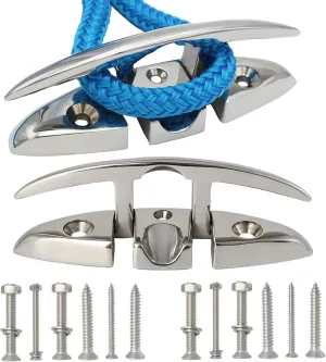 316 Stainless Steel Boat Folding Cleats Boat Dock Cleats 5/6/8.5 inch, Flip up Dock Cleat for Deck and Boat, Dock Cleats Folding Cleat Rope Cleat Boat Cleats with Fasteners (1,2,4,6 Pack)
