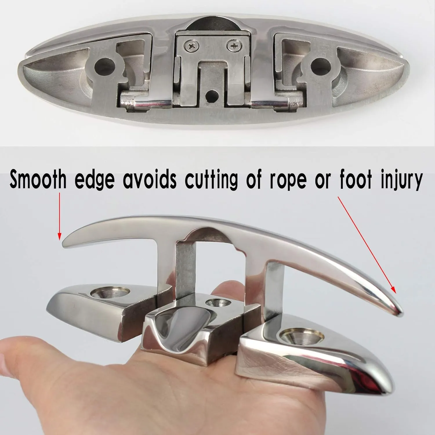316 Stainless Steel Boat Folding Cleats Boat Dock Cleats 5/6/8.5 inch, Flip up Dock Cleat for Deck and Boat, Dock Cleats Folding Cleat Rope Cleat Boat Cleats with Fasteners (1,2,4,6 Pack)