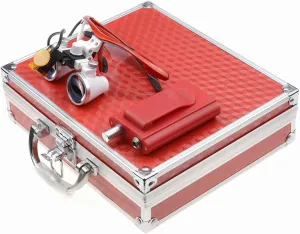 3W Headlamp with Filter Belt Clip Type   2.5X 420 Binocular Loupes Magnifying Glasses Aluminum Box (Red)