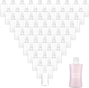 50PCS 3.3oz Empty Hand Sanitizer Bottles, Empty Travel Size Bottles, Mini Hand Sanitizer Bulk, Refillable Containers for Travel Business Trip for Shower Gel, Face Creams(100ML)