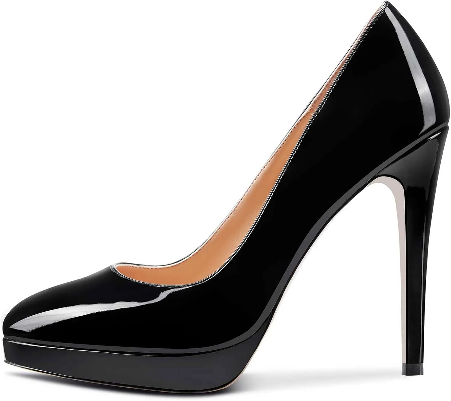 Aachcol Women Platform Stiletto High Heel Pumps Close Pointed Toe Slip-on Shoes Wedding Office Party Dress Classic 5 Inches