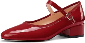 Aachcol Womens Mary Jane Shoes Round Toe Chunky Block Heel Mary Jane Pumps Office Low Heel Dress Shoes 2.0 Inches Heels