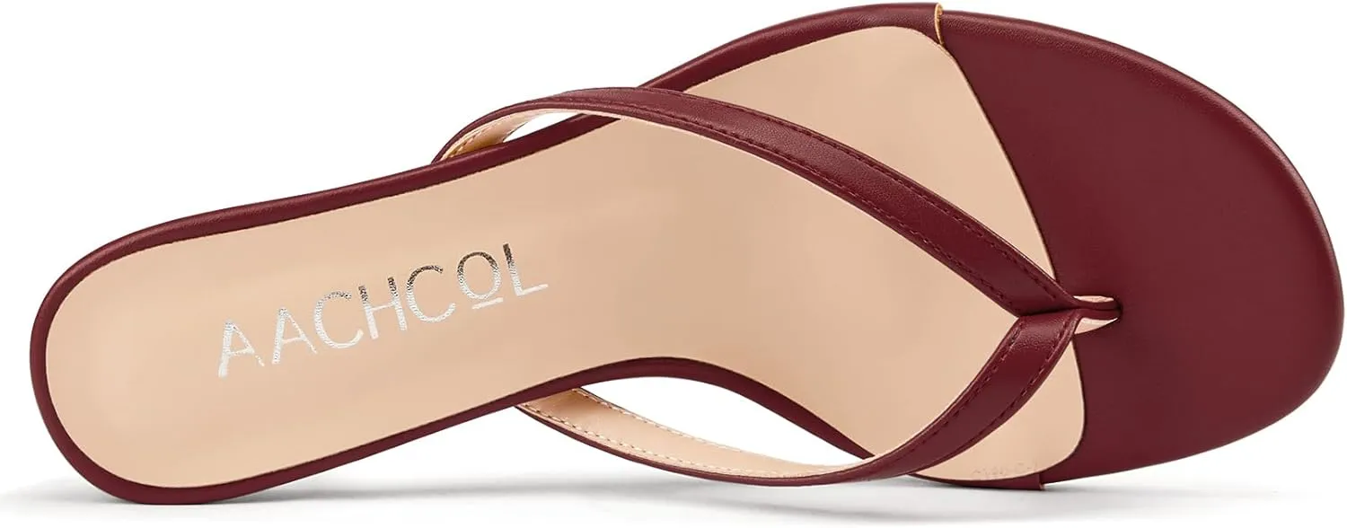 Aachcol Womens Open Toe Flip Flops Stiletto Backless Slippers Slip on Kitten Heel Thong Sandals Slides Party Dress Mules 2.6 Inches Heels