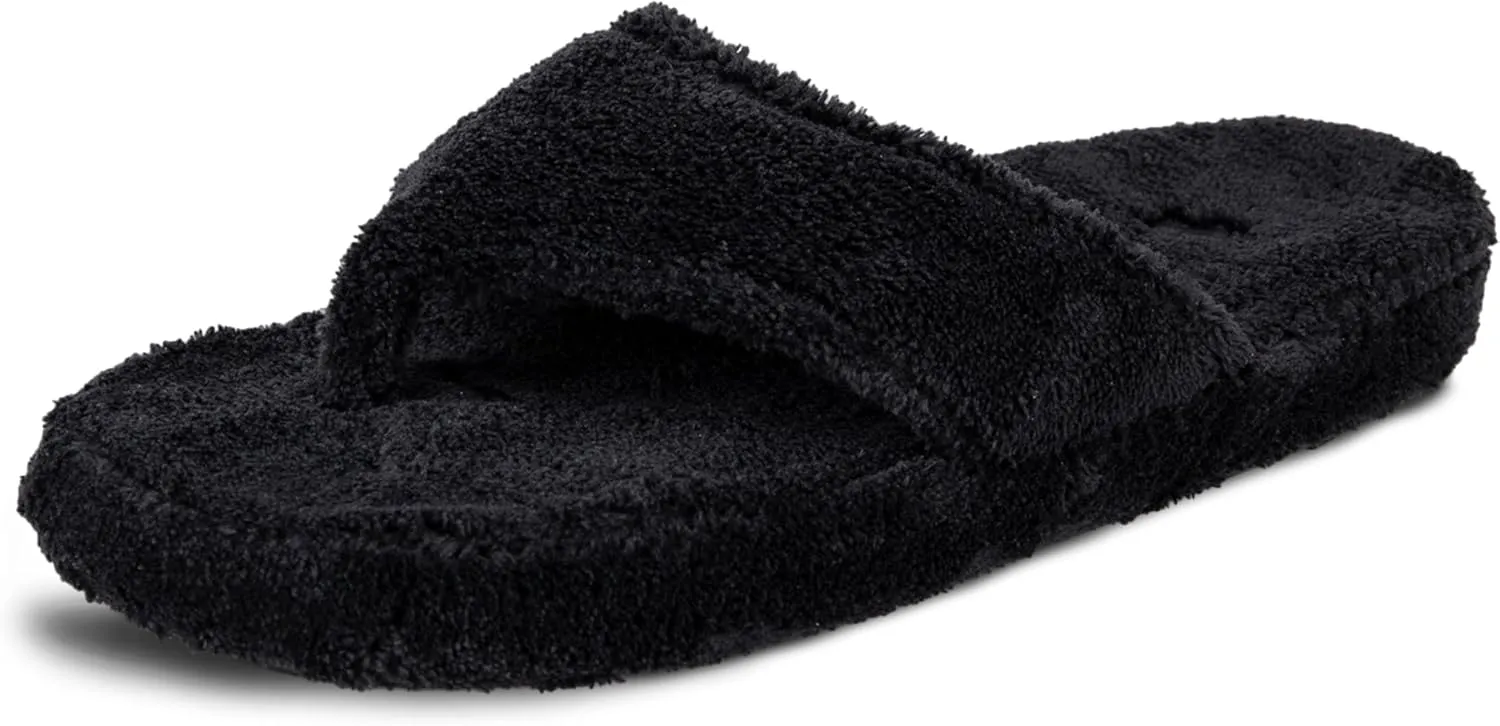 Acorn Women's Spa Thong Slippers with Cloud Contour Comfort - Arch Support and Plush Fluffy Terry Lining, Perfect for Beach, Camping, Poolside, or Bathroom Wear