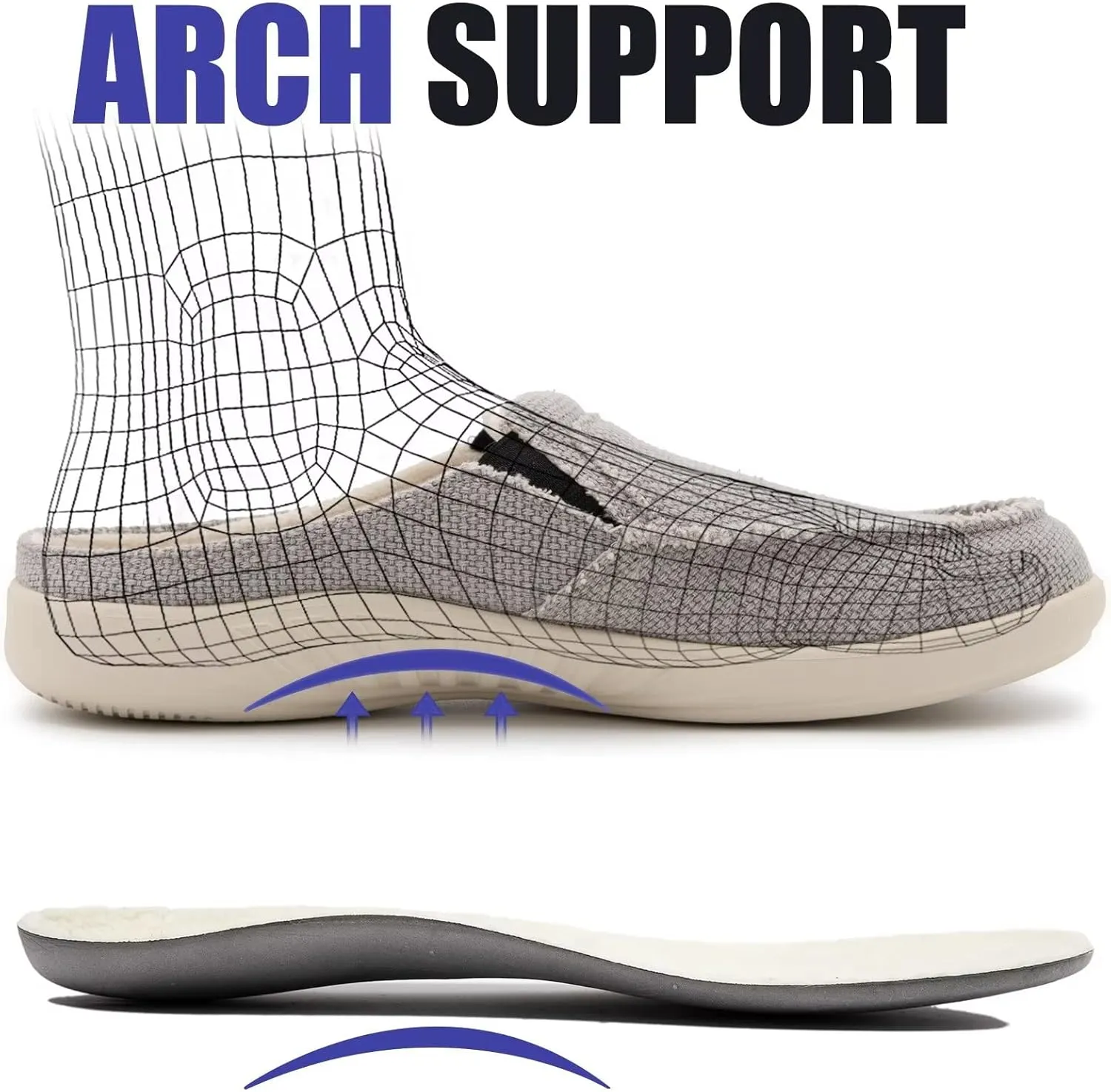 ADAX Men's Plantar Fasciitis & Pain Relief Orthotic Slippers with Arch Support (Size:US 7-US 14)