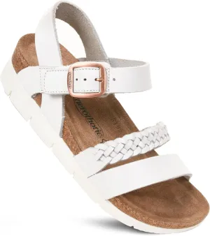 AEROTHOTIC Leather Platform Sandals with Arch Support Braided Straps Comfortable Wedge Sandals for Women Ideal for Walking Travel and Daily Use Slingback Slip-On