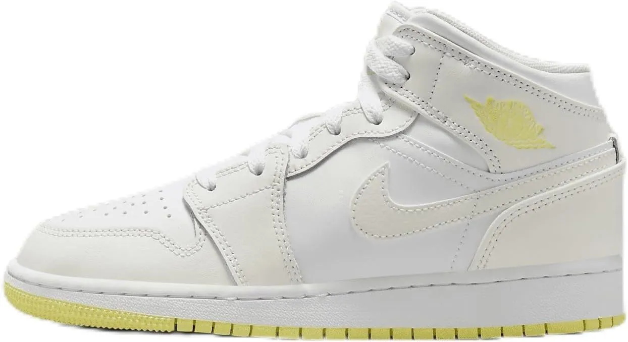 Air Jordan 1 Mid Big Kids' Shoes (FD8780-181, Sail/White/Light Laser Orange) Size 6.5