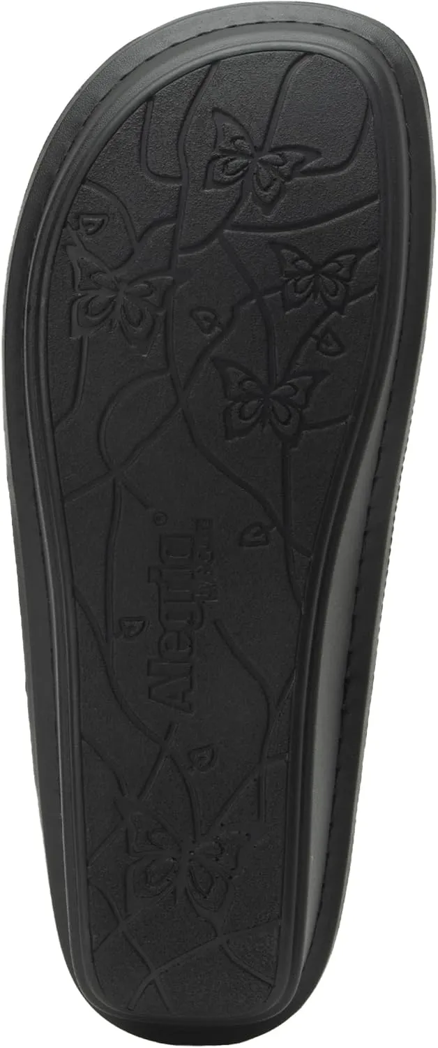 Alegria Women's Bryn Open Back Leather Slide with Ankle Strap