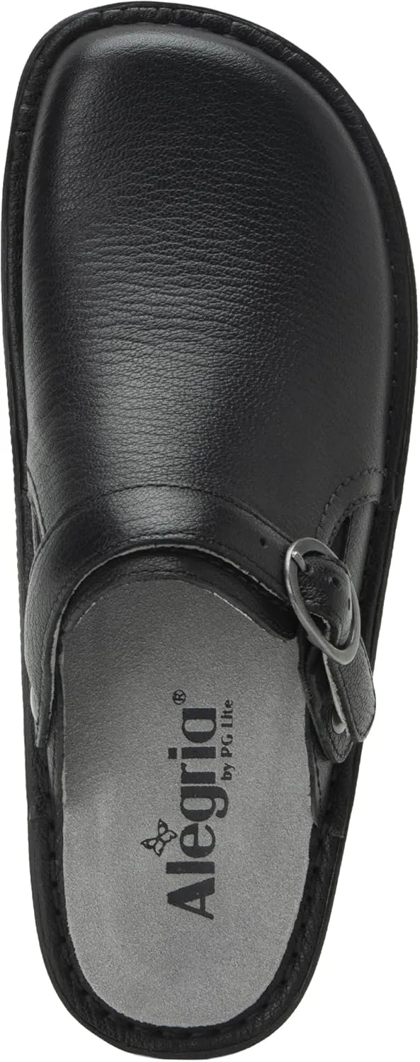 Alegria Women's Bryn Open Back Leather Slide with Ankle Strap