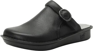 Alegria Women's Bryn Open Back Leather Slide with Ankle Strap