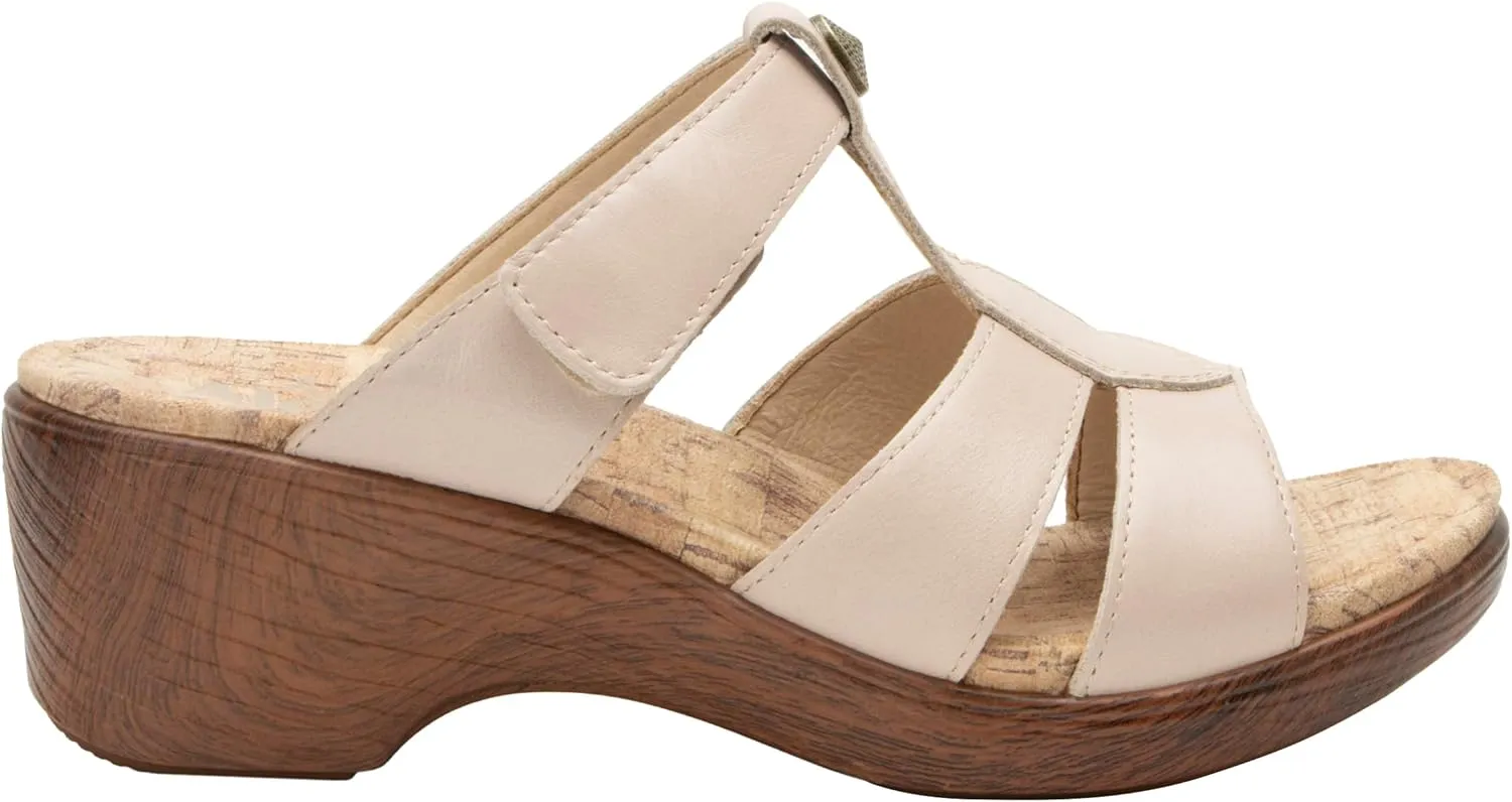 Alegria Womens Shantal Leather Wedge Sandal - Stylish and Versatile Open Back Heel for Endless Support - Enhanced Arch Slip Resistant Platform Heel For Professionals