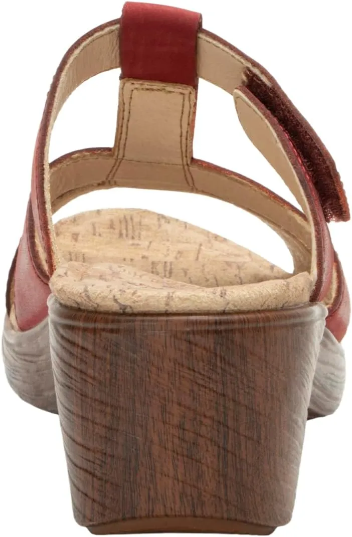 Alegria Womens Shantal Leather Wedge Sandal - Stylish and Versatile Open Back Heel for Endless Support - Enhanced Arch Slip Resistant Platform Heel For Professionals