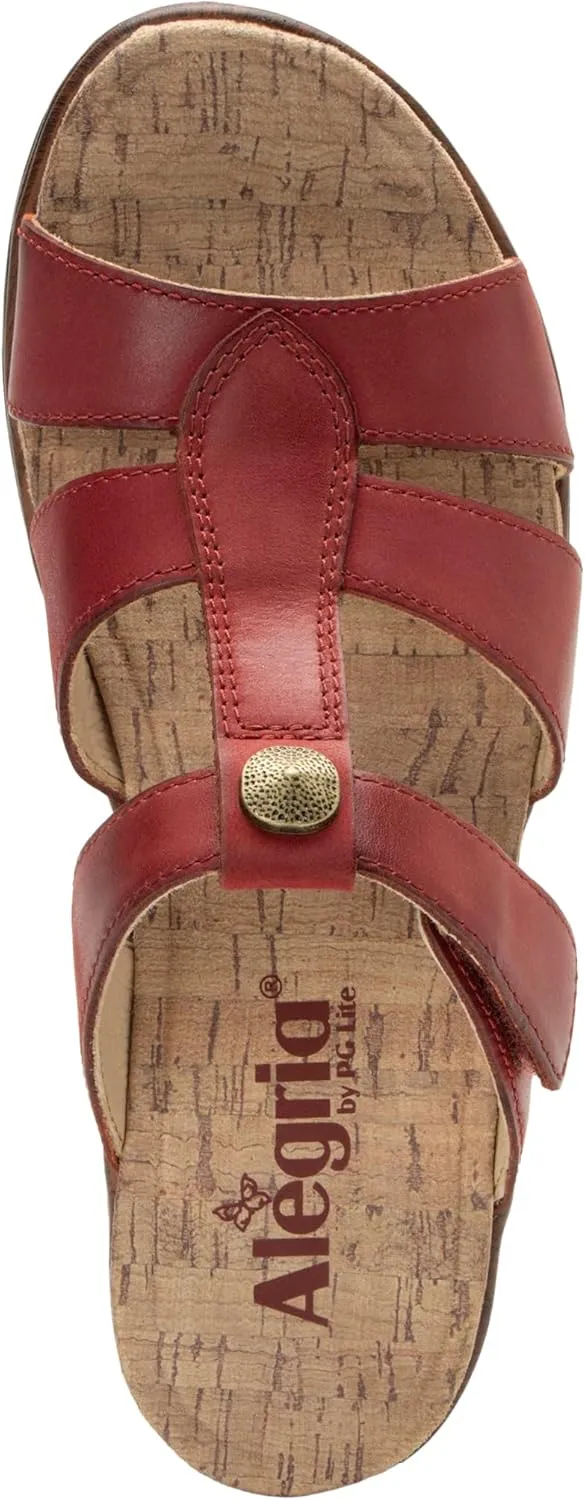 Alegria Womens Shantal Leather Wedge Sandal - Stylish and Versatile Open Back Heel for Endless Support - Enhanced Arch Slip Resistant Platform Heel For Professionals