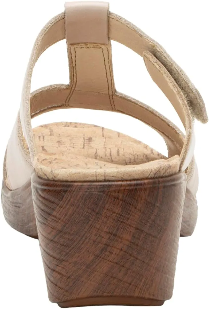 Alegria Womens Shantal Leather Wedge Sandal - Stylish and Versatile Open Back Heel for Endless Support - Enhanced Arch Slip Resistant Platform Heel For Professionals