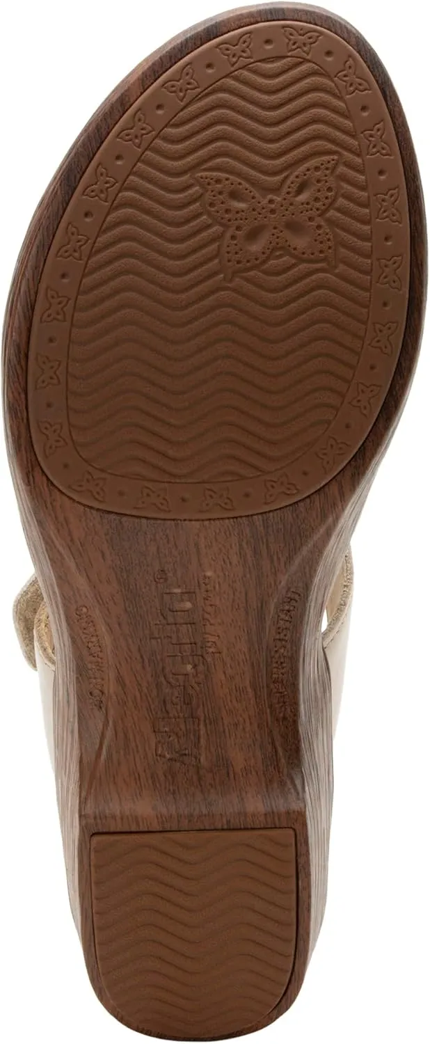 Alegria Womens Shantal Leather Wedge Sandal - Stylish and Versatile Open Back Heel for Endless Support - Enhanced Arch Slip Resistant Platform Heel For Professionals