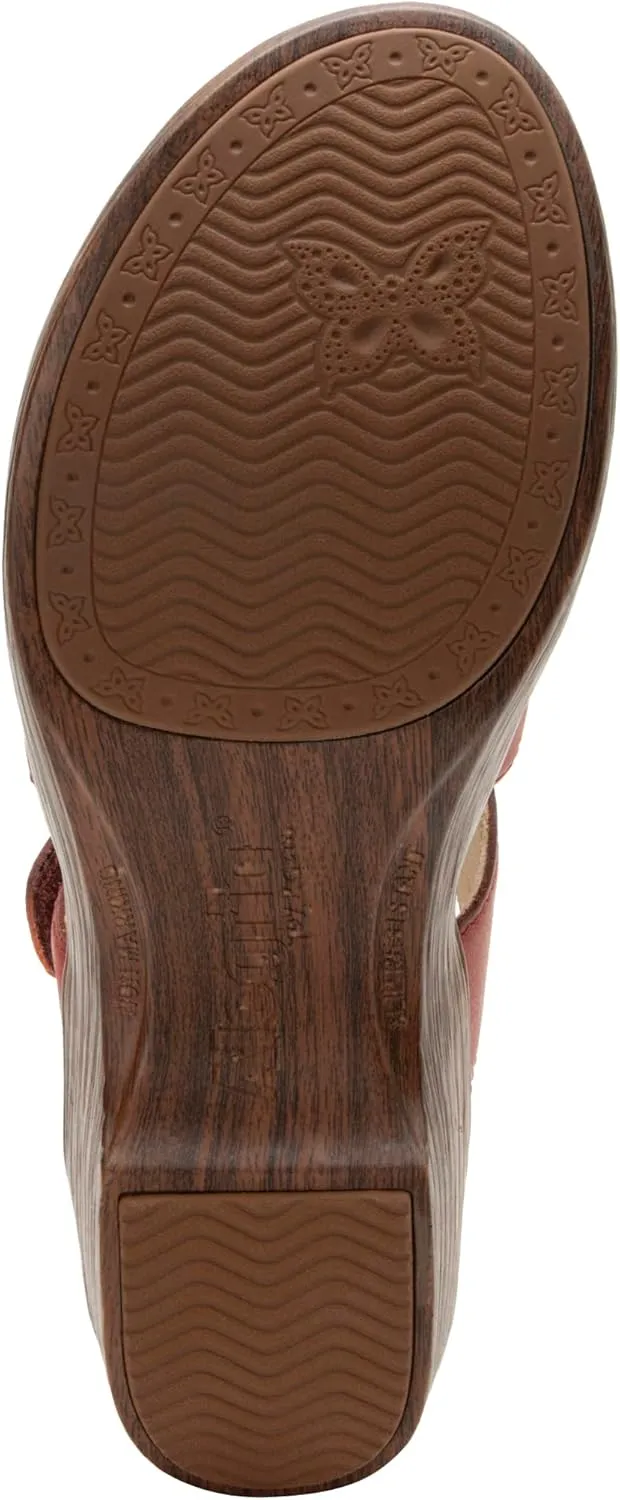 Alegria Womens Shantal Leather Wedge Sandal - Stylish and Versatile Open Back Heel for Endless Support - Enhanced Arch Slip Resistant Platform Heel For Professionals