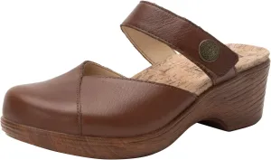 Alegria Womens Sydni Leather Open Back Slip-On Wedge Heel