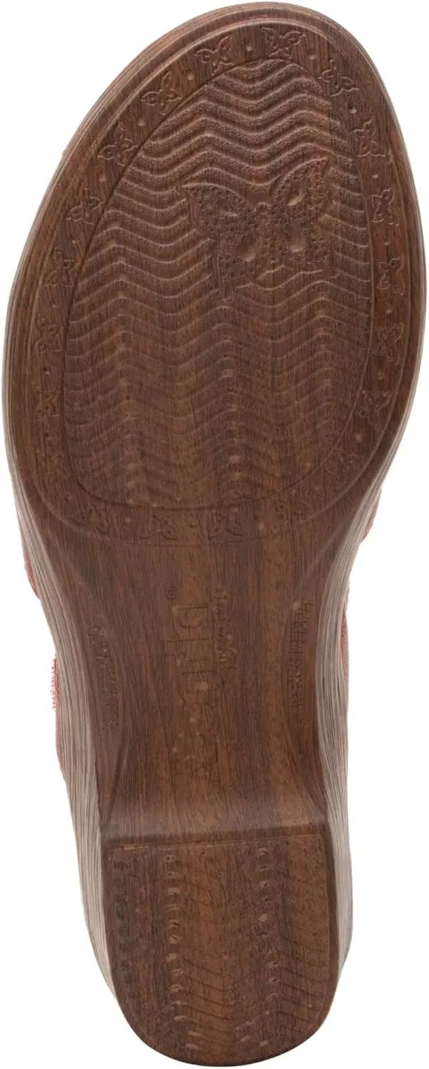 Alegria Womens Sydni Leather Open Back Slip-On Wedge Heel