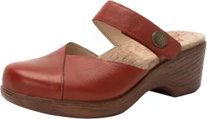 Alegria Womens Sydni Leather Open Back Slip-On Wedge Heel