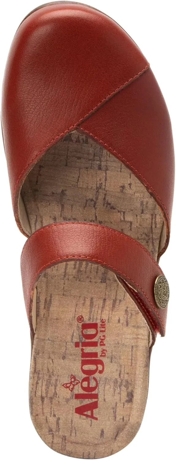 Alegria Womens Sydni Leather Open Back Slip-On Wedge Heel