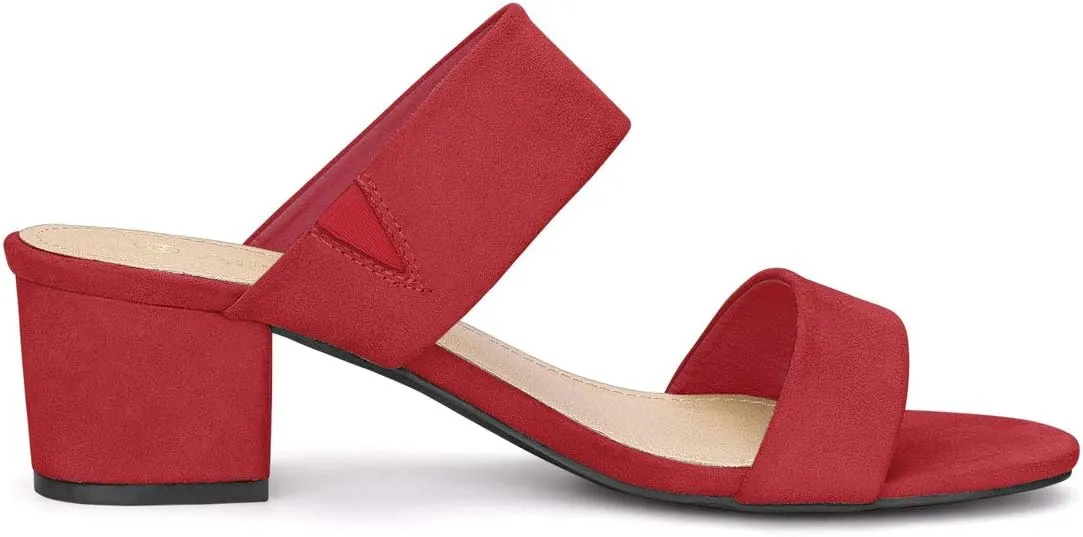 Allegra K Women's Block Heel Dual Straps Slide Sandals