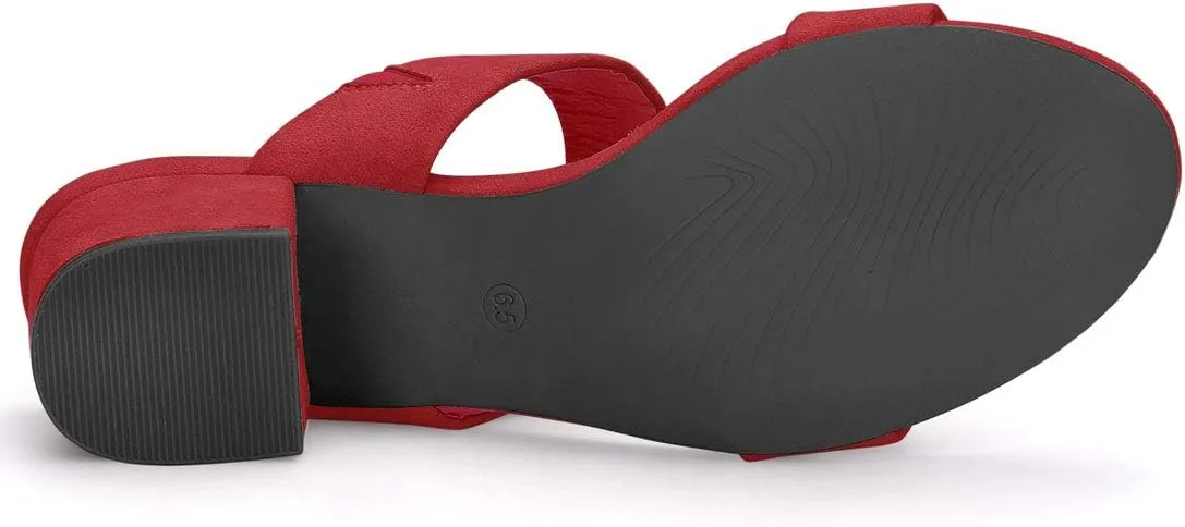 Allegra K Women's Block Heel Dual Straps Slide Sandals