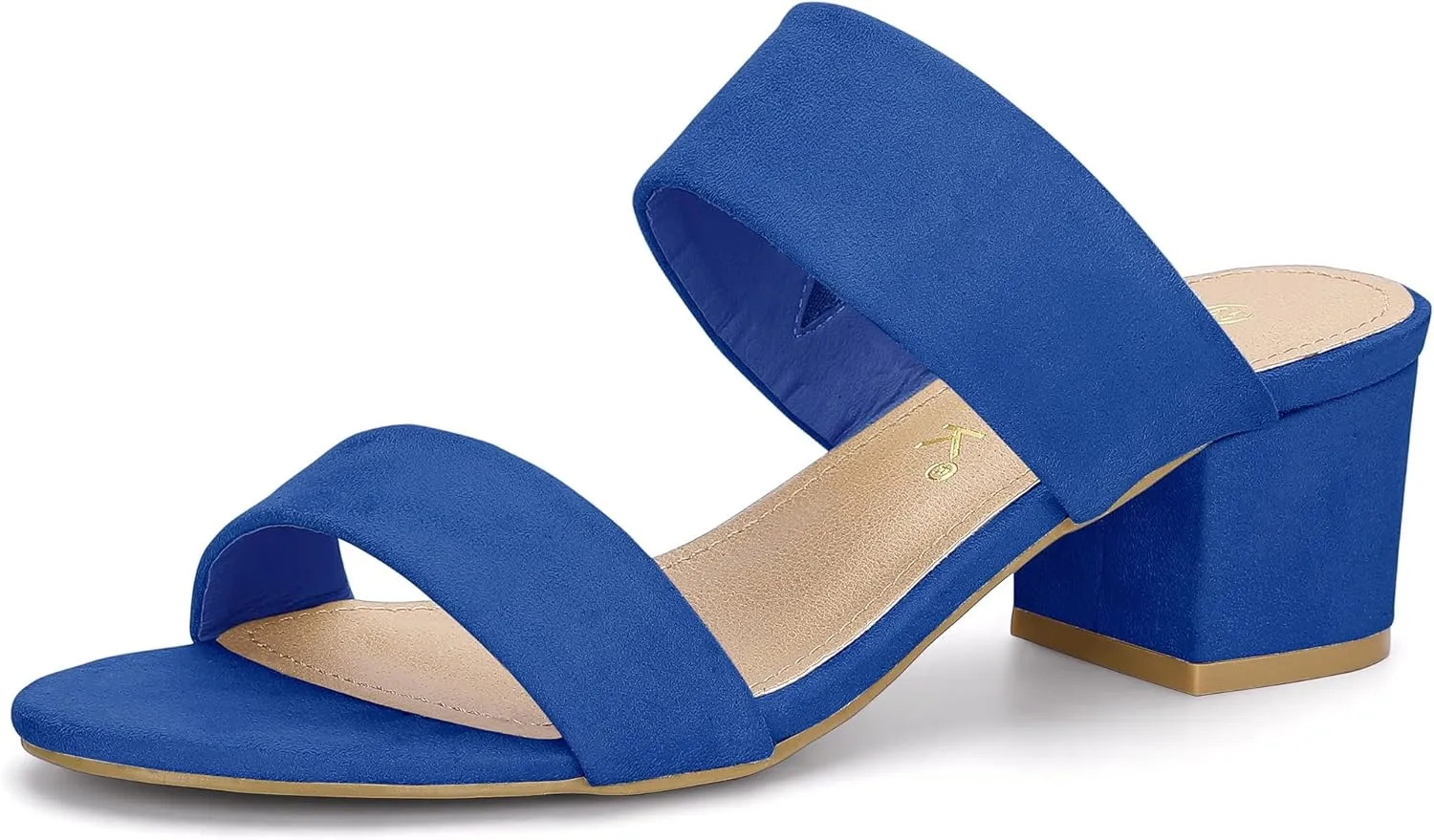 Allegra K Women's Block Heel Dual Straps Slide Sandals