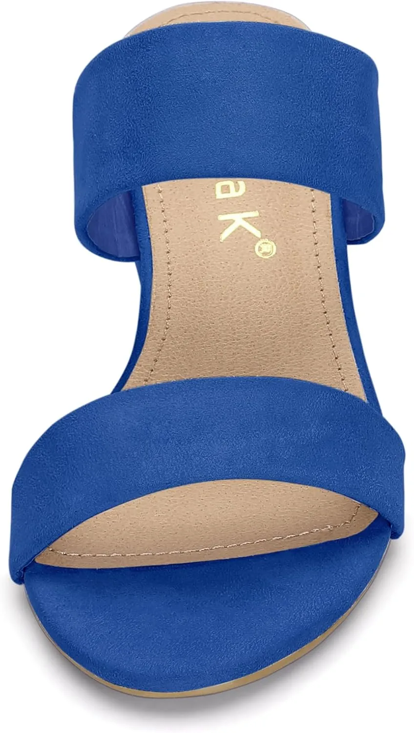 Allegra K Women's Block Heel Dual Straps Slide Sandals