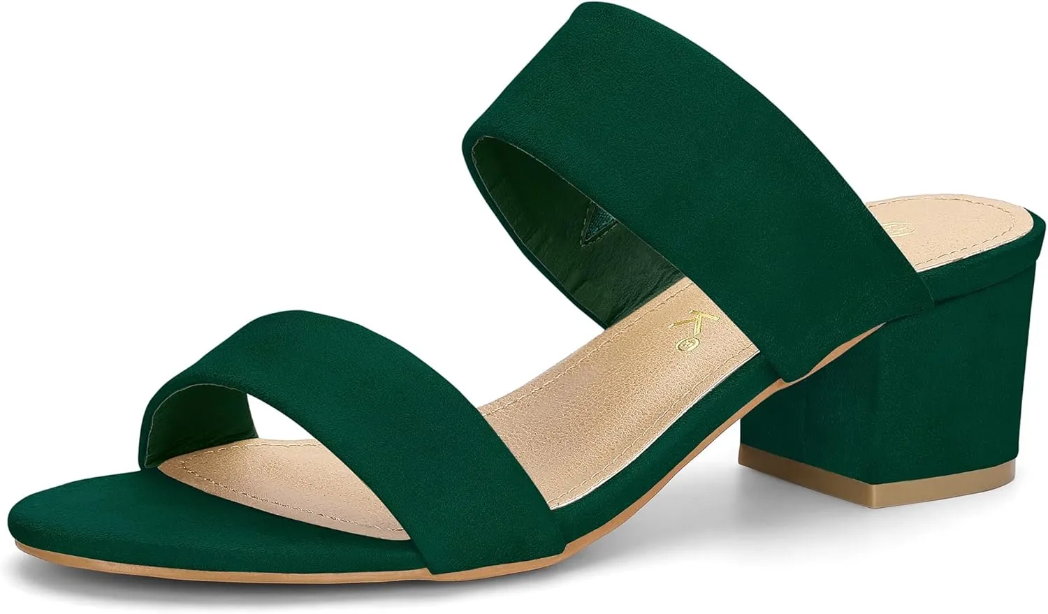 Allegra K Women's Block Heel Dual Straps Slide Sandals