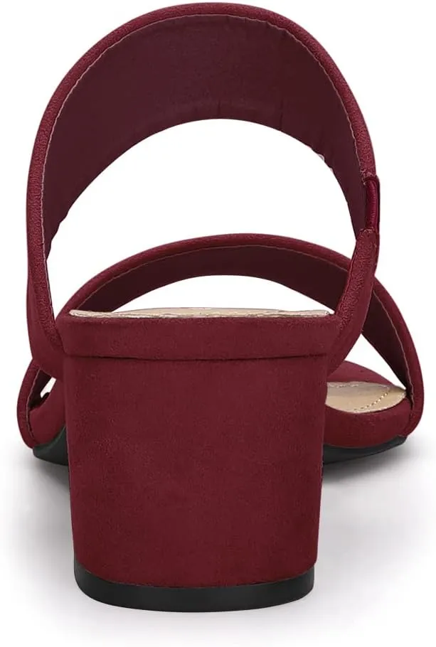 Allegra K Women's Block Heel Dual Straps Slide Sandals