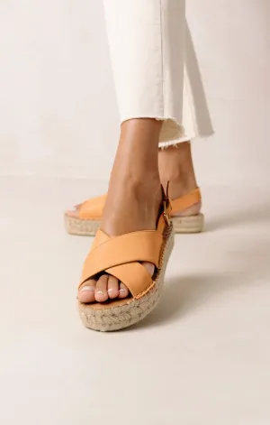 Alohas Crossed Platform Sandal ~ Tangy Orange