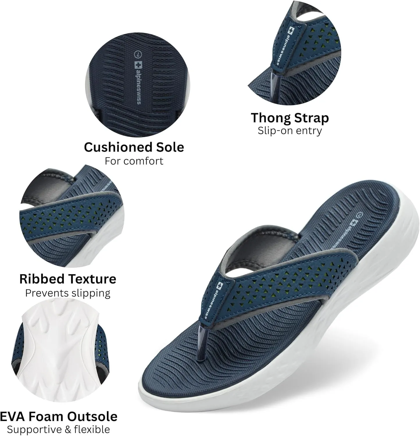 Alpine Swiss Miley Flip Flops for Women | Comfortable Outdoor Walking Thong Sandals | Lightweight, Stylish & Durable | Water-Resistant EVA Foam for Everyday Wear | Anti-slip outsole