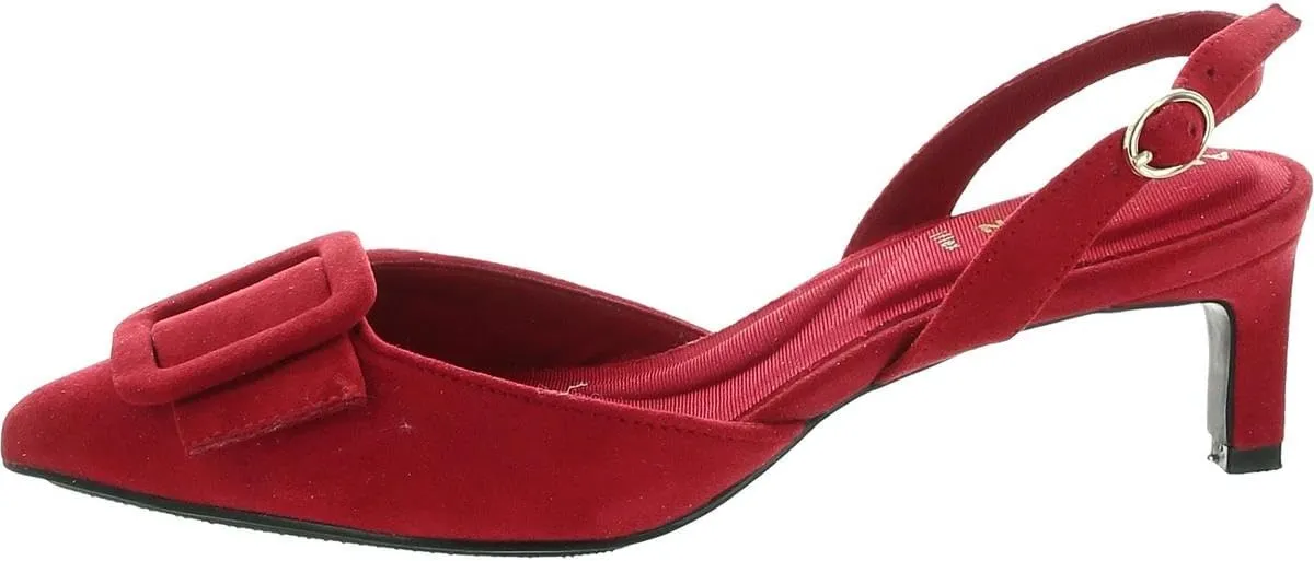 Anne Klein Womens Infinity Faux Suede Kitten Heel Slingback Heels