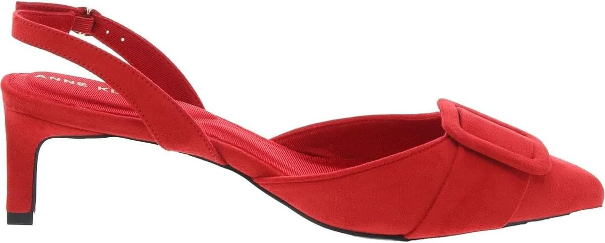 Anne Klein Womens Infinity Faux Suede Kitten Heel Slingback Heels