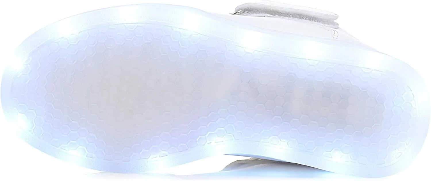 APTESOL Kids LED Light Up Shoes with Adjustable Hook & Loop - Rechargeable High Top Flashing Sparkly Luminous Glowing Sneakers, Cool Adorable Light-Up Tenis for Boys Girls