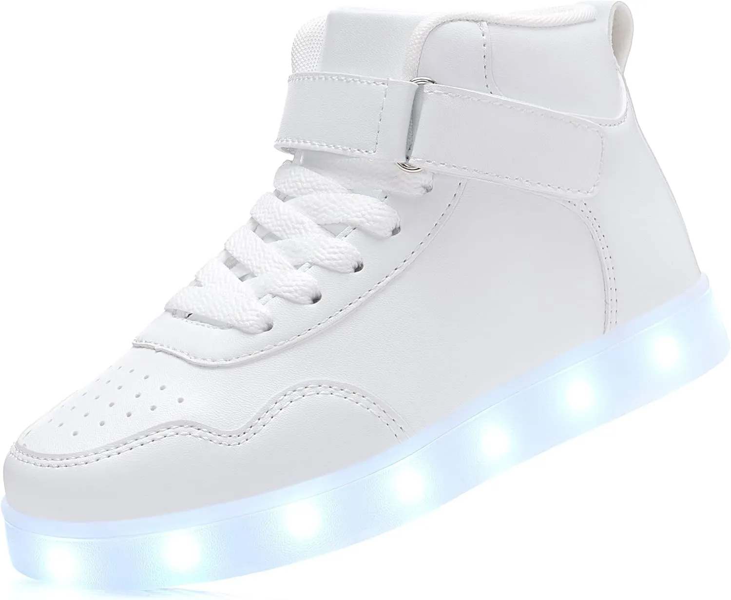 APTESOL Kids LED Light Up Shoes with Adjustable Hook & Loop - Rechargeable High Top Flashing Sparkly Luminous Glowing Sneakers, Cool Adorable Light-Up Tenis for Boys Girls