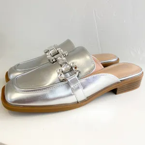Aquene Metallic Silver Mule