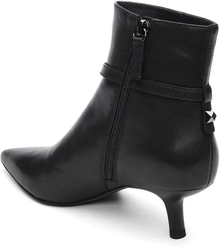 ASH Women's Britney Stylish Leather Ankle Boots with Chunky Heel & Side Zip Closure for Casual & Formal Wear
