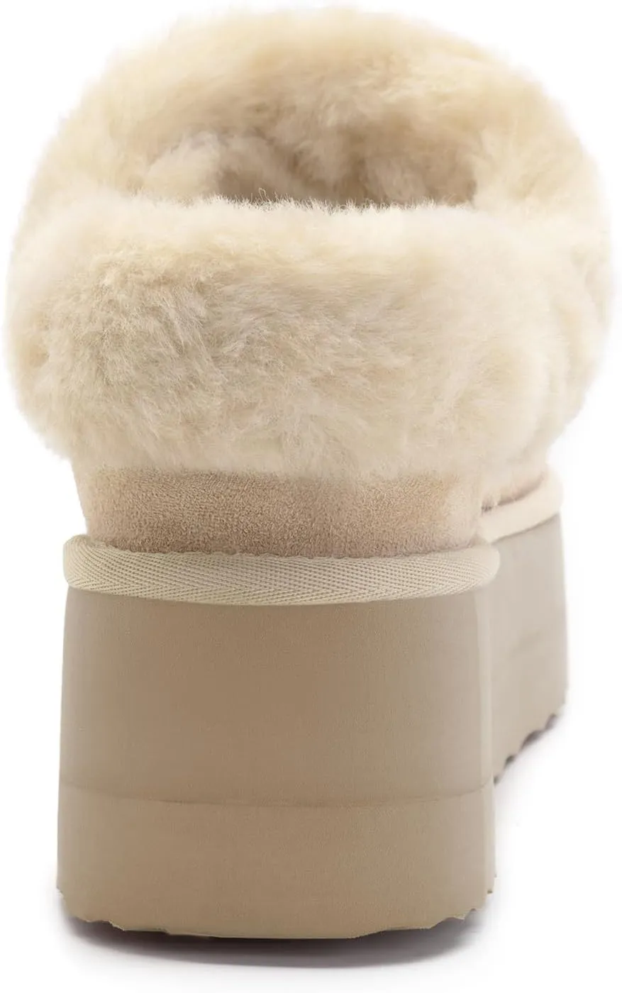 Athlefit Platform Slippers for Women Fluffy Indoor and Outdoor Beedroom Fuzzy House Slippers