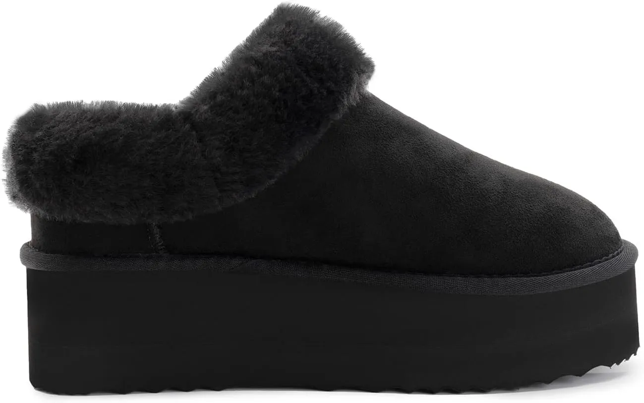 Athlefit Platform Slippers for Women Fluffy Indoor and Outdoor Beedroom Fuzzy House Slippers
