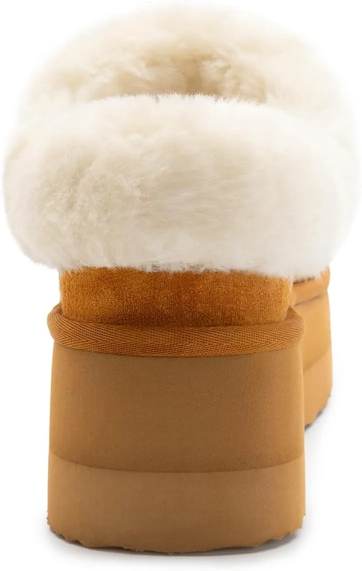 Athlefit Platform Slippers for Women Fluffy Indoor and Outdoor Beedroom Fuzzy House Slippers
